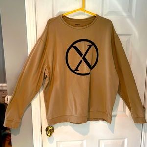 Extra Large Brown Express Cotton Long Sleeve Crewneck Shirt